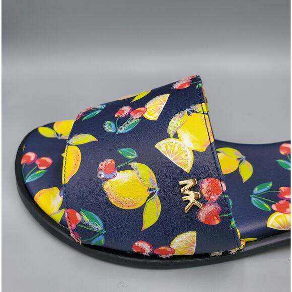 NIB Michael Kors Deanna Sequined Fruit Print Slide Sandal Navy Multi Size 7M - Picture 10 of 16